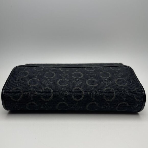 Celine Triomphe Printed Canvas & Leather Compact Wallet - Black - Preowned - Picture 4 of 13